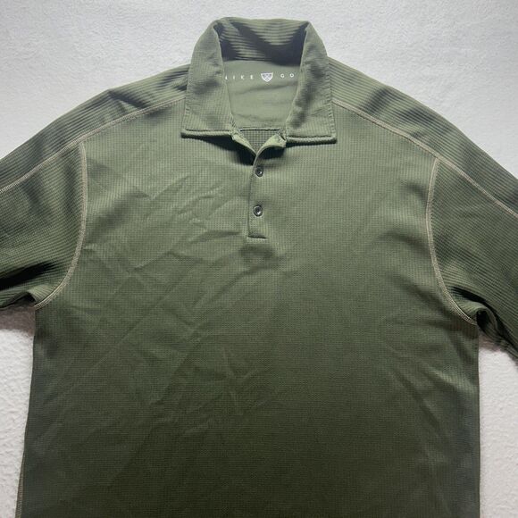 Nike Golf Polo Shirt Mens Large Green Long Sleeve Performance Textured Vintage - Picture 1 of 10